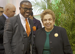 Activ Doctors Online CEO & Founder Florent Monssoh with University of Miami President Donna E. Shalala