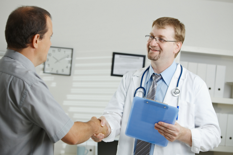 doctor greeting patient