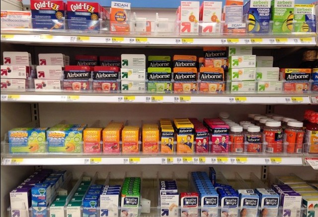 cold medicine display at the store